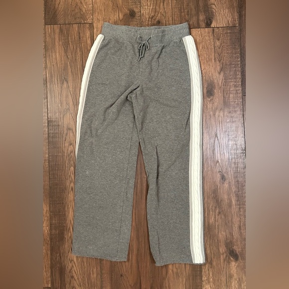 Y2K Danskin Sweat Tracksuit Gray White Cable Knit Stripe - Picture 6 of 8